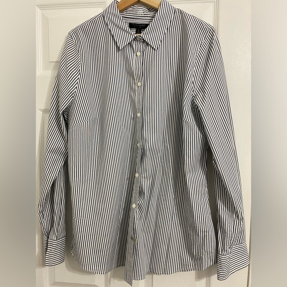 Blue White Stripe Button Shirt - Picture 1 of 2